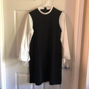 Black and White long-sleeve midi dress